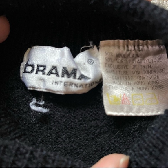 Drama International Vintage Black Wool Blend Beaded Sweater - Picture 7 of 7